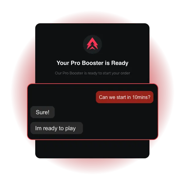 Order chat where the booster confirms they are ready to start
